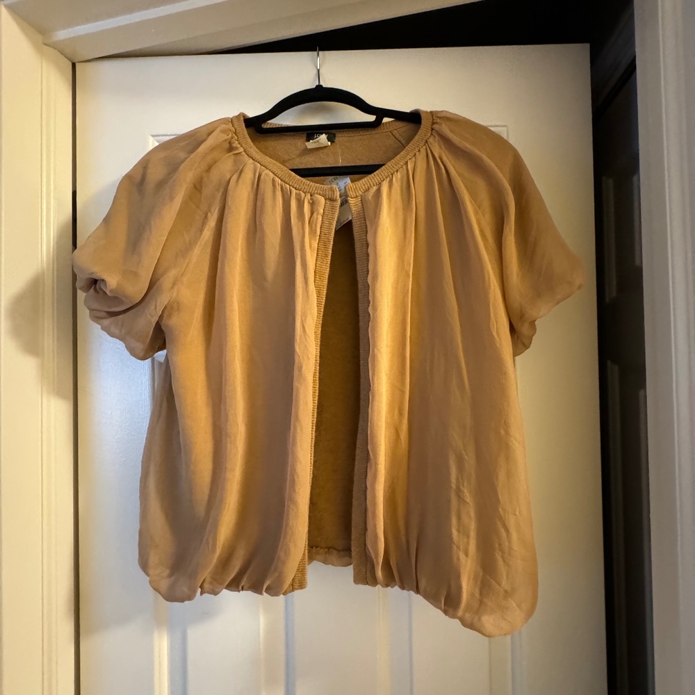 J Crew Chiffon Covered Cardigan Sweater Size L